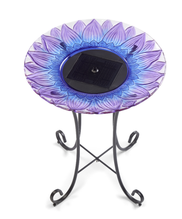 Bell Flower Glass Solar Birdbath - Berry Hill - Country Living Products