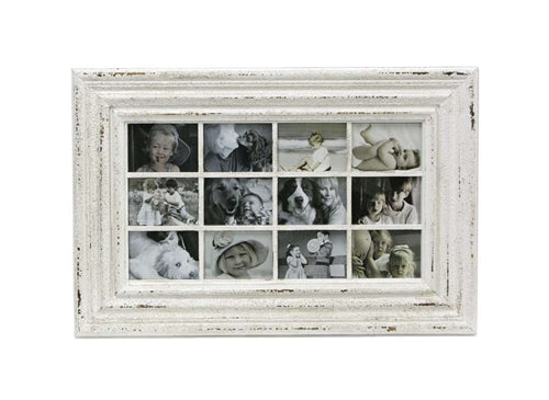 White Distressed Picture Frame- 12 Pictures - Berry Hill - Country Living Products