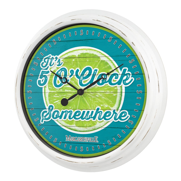 15.75" Margaritaville Indoor/Outdoor Clock - "It's 5 O'Clock Somewhere" - Berry Hill - Country Living Products
