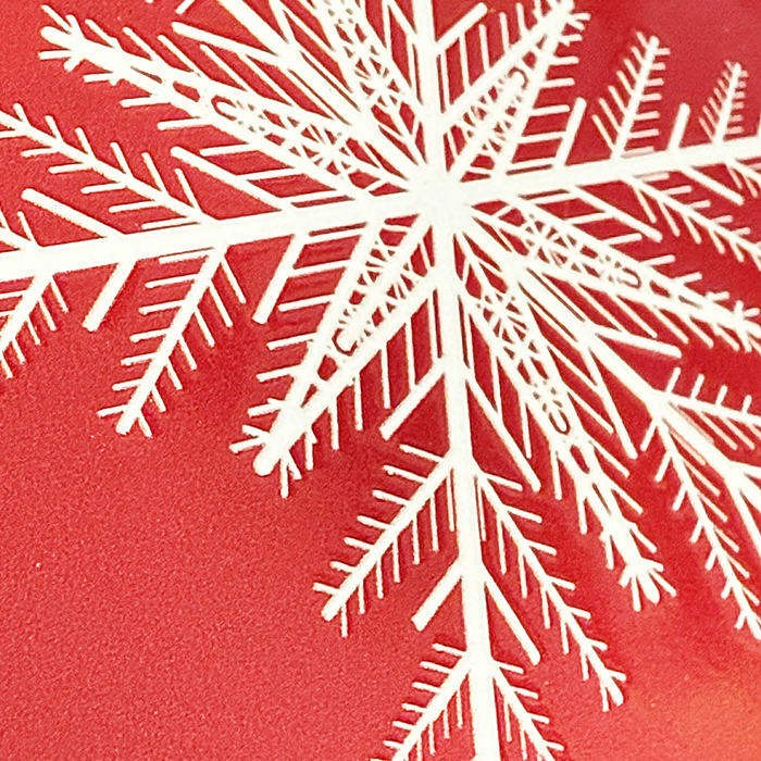 Set of 6 Textured Printed Ceramic Coaster - Merry Snowflake