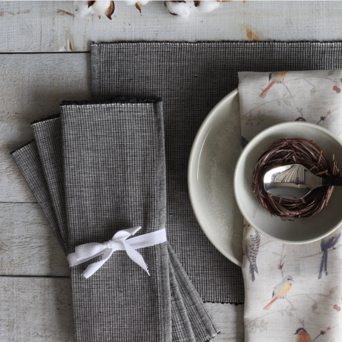 Heathered Ribbed Placemat Set Of 4 - Black