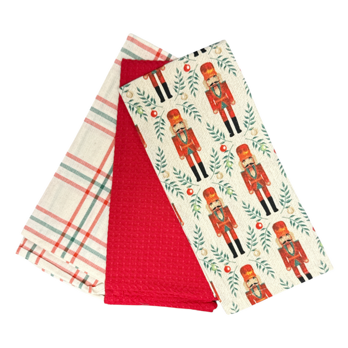 Traditional Nutcracker Kitchen Tea Towels - Set of 3