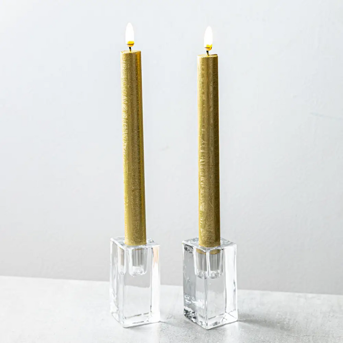 One Touch LED Taper Candles Set of 2 - Gold