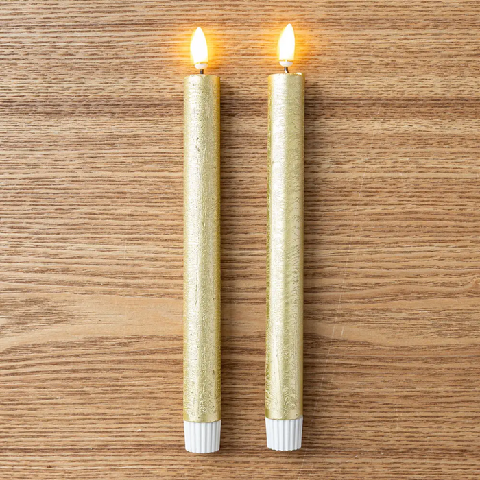 One Touch LED Taper Candles Set of 2 - Gold