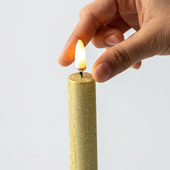One Touch LED Taper Candles Set of 2 - Gold