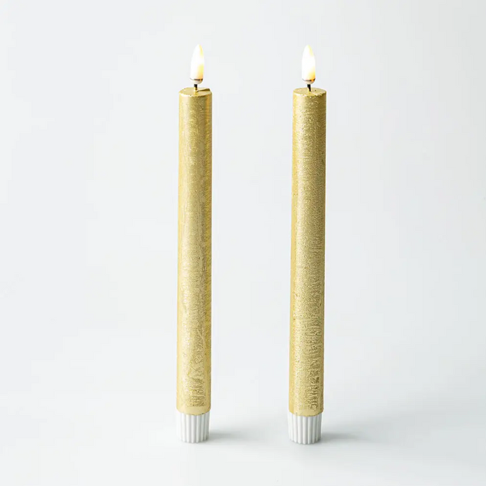 One Touch LED Taper Candles Set of 2 - Gold