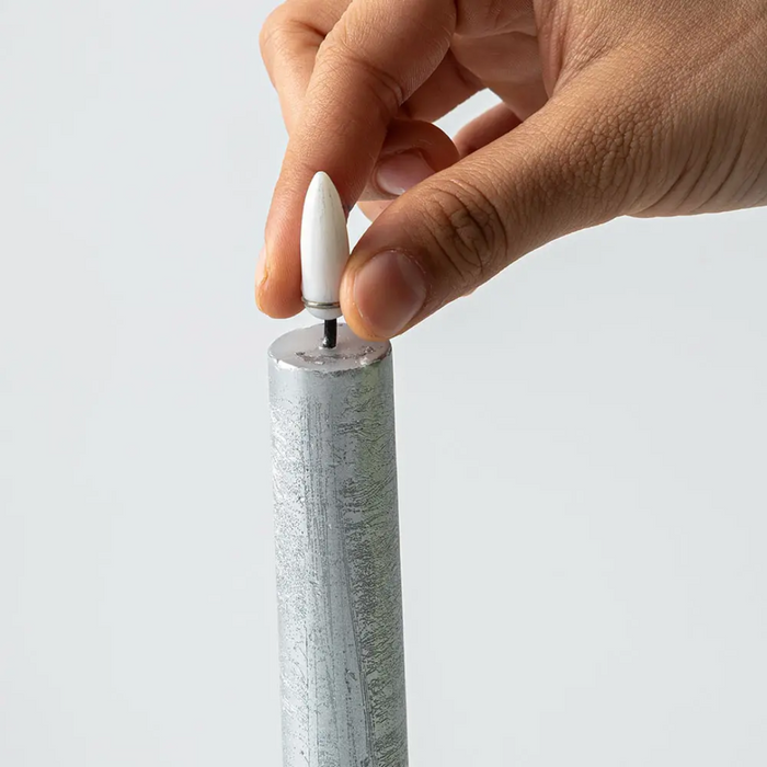 One Touch LED Taper Candles Set of 2 - Silver