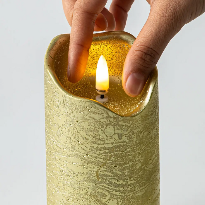 One Touch LED Pillar Candle Set of 3 - Gold