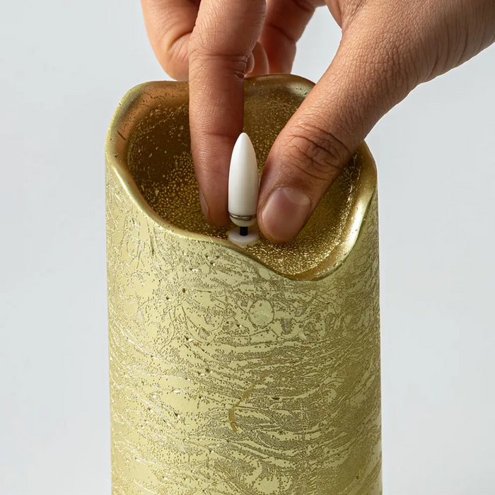 One Touch LED Pillar Candle Set of 3 - Gold