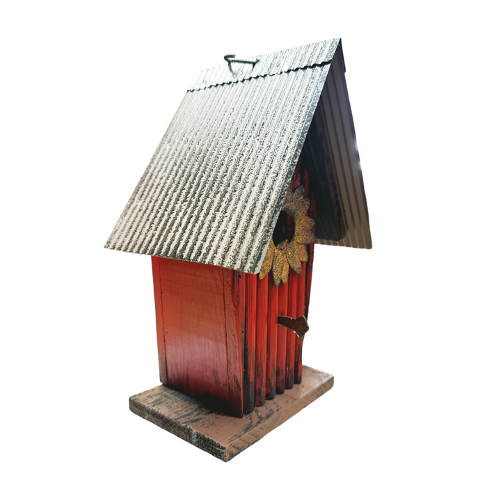 10" Red Wooden Birdhouse