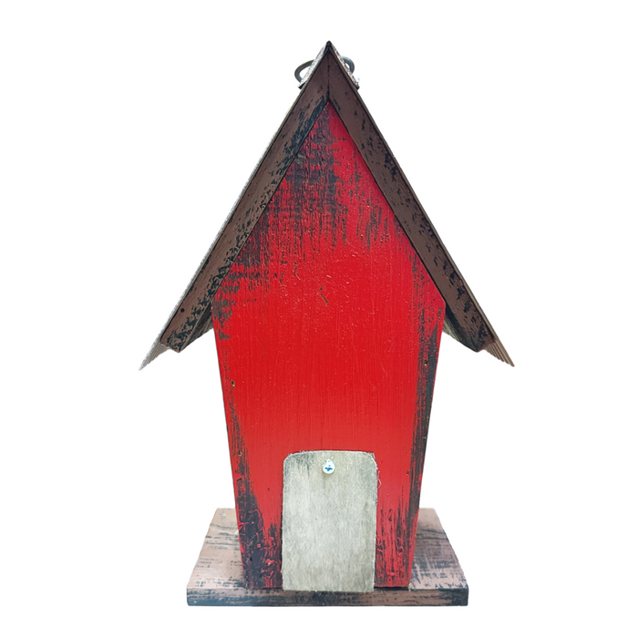 10" Red Wooden Birdhouse