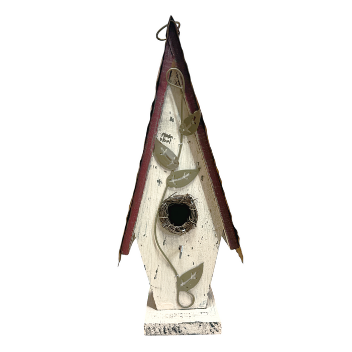 14" Triangular Wooden Birdhouse