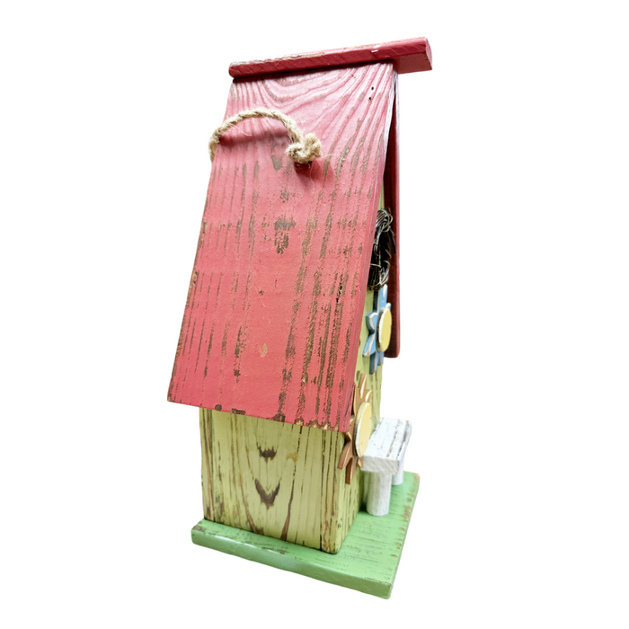 12.5" Tall Tricolor Wooden Birdhouse