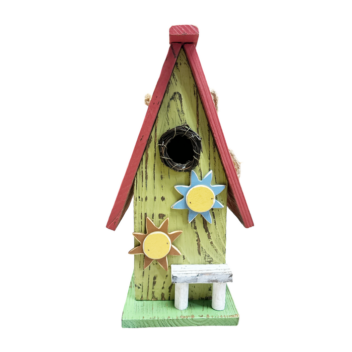 12.5" Tall Tricolor Wooden Birdhouse