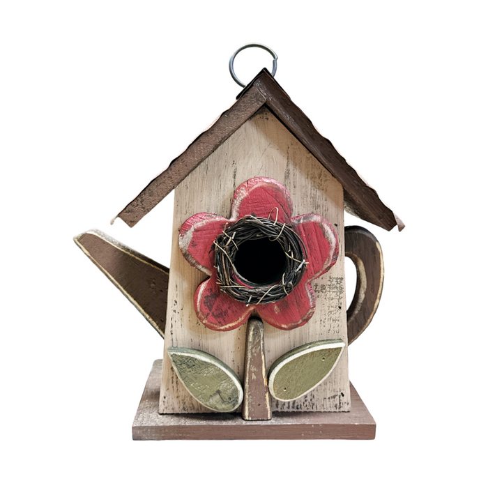 9" Tall Garden Themed Wooden Birdhouse