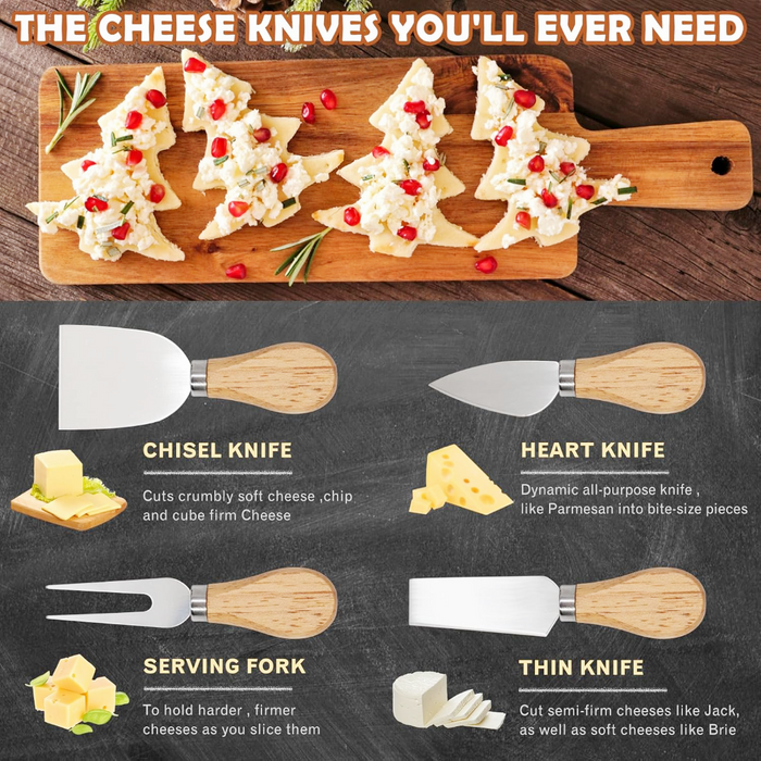 Cassie Acacia Cheese Knives - Set of 4