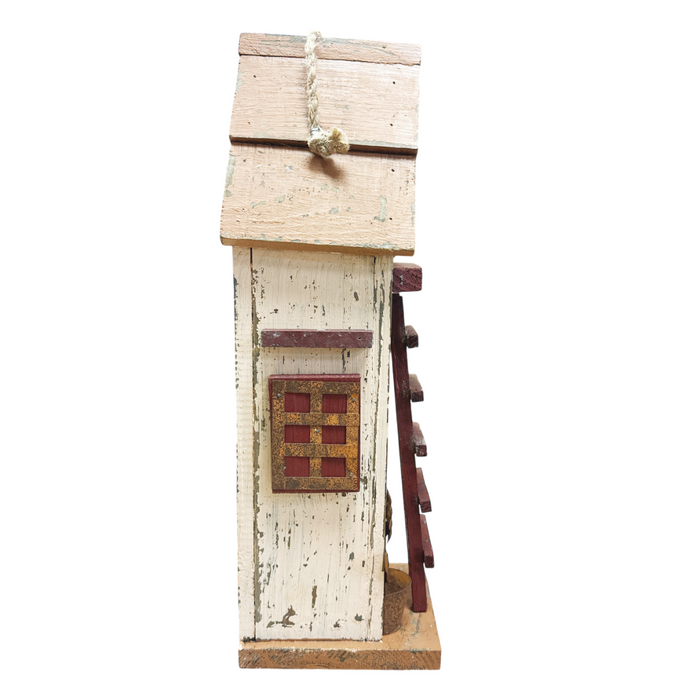 17" Tall Wooden Birdhouse With Ladder