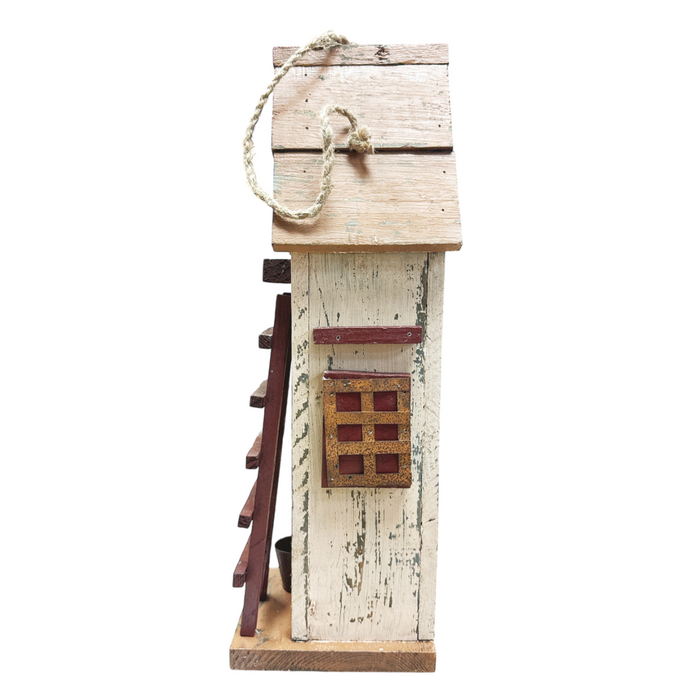 17" Tall Wooden Birdhouse With Ladder