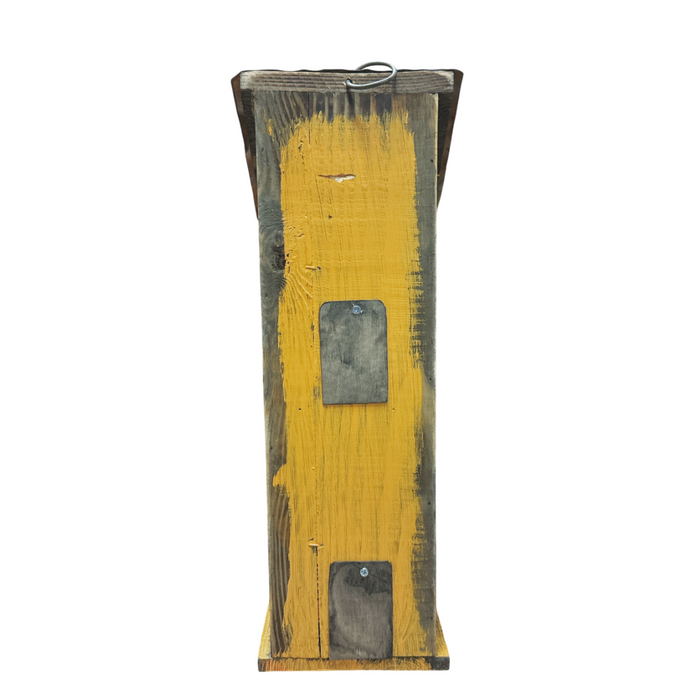 15.75" Rustic Yellow Wooden Birdhouse