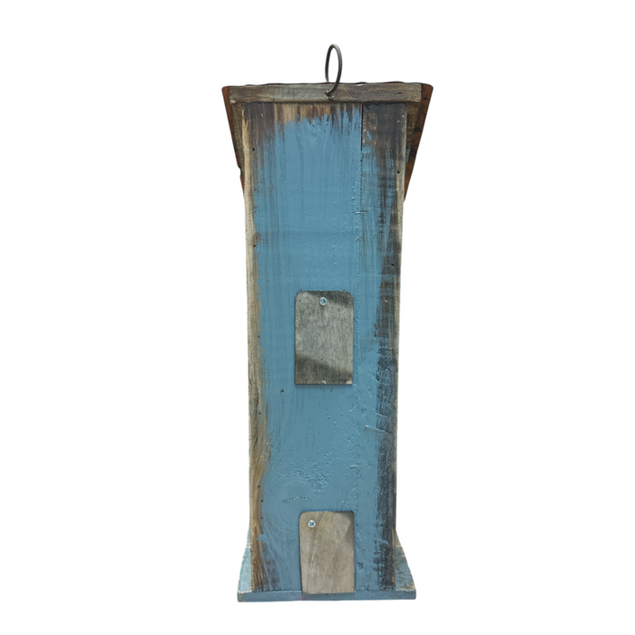 15.75" Rustic Blue Wooden Birdhouse