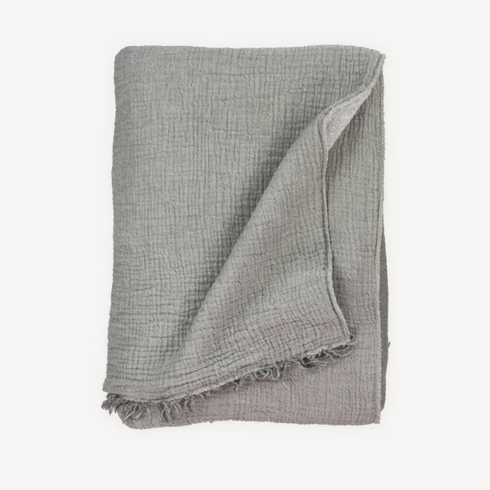 Crinkle Fleece Lined Throw - Charcoal Grey