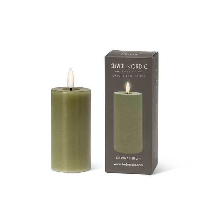 Green LED Flameless Pillar Candle - 2x4 Inch