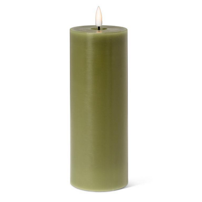 Green LED Flameless Pillar Candle - 3x8 Inch