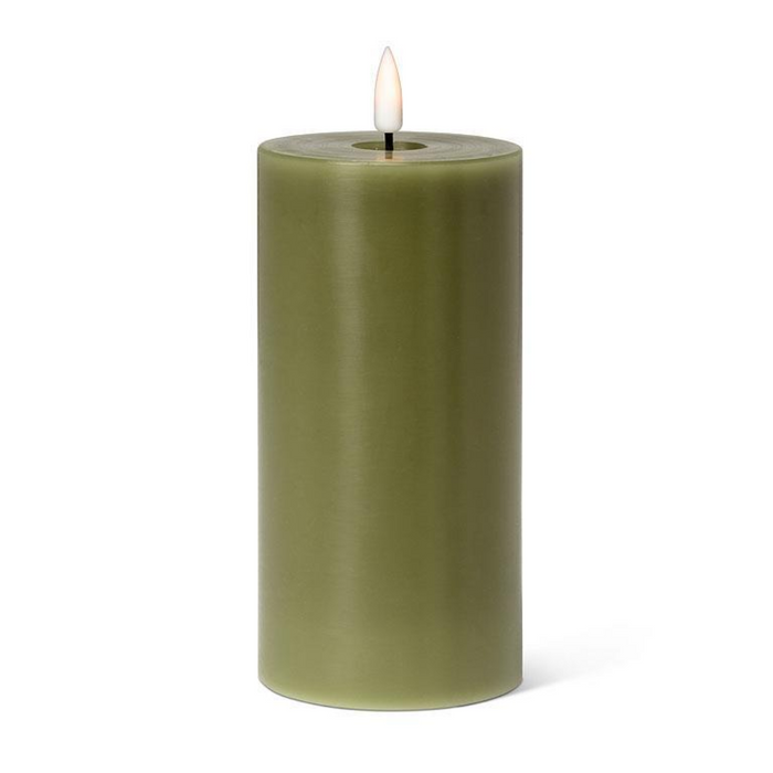 Green LED Flameless Pillar Candle - 3x6 Inch
