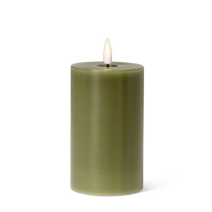 Green LED Flameless Pillar Candle - 3x5 Inch