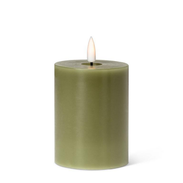 Green LED Flameless Pillar Candle - 3x4 Inch