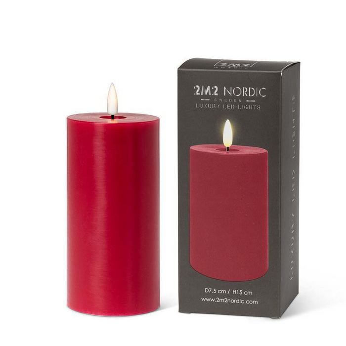 Red LED Flameless Pillar Candle - 3x6 Inch