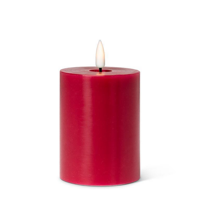 Red LED Flameless Pillar Candle - 3x4 Inch
