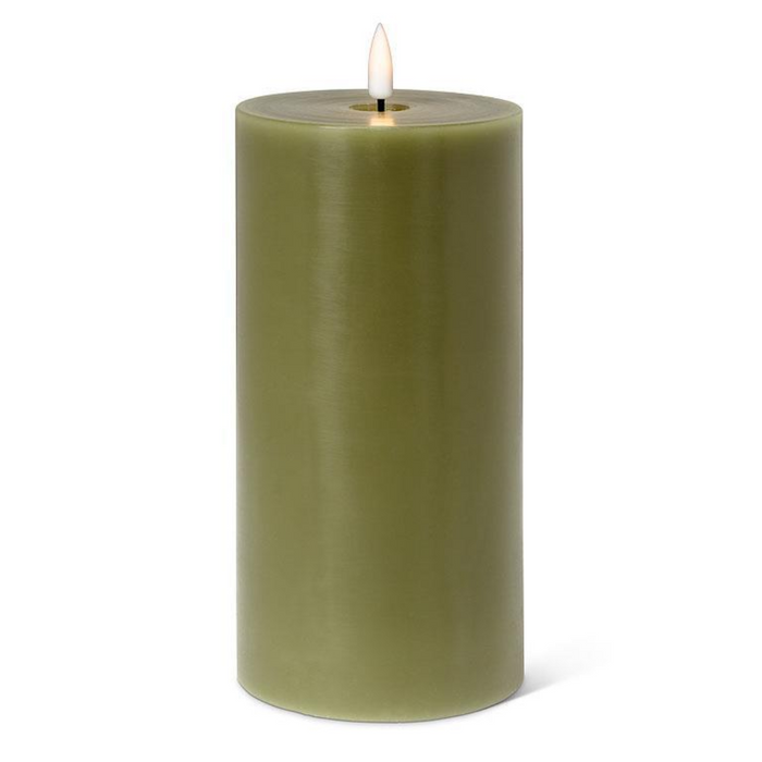 Green LED Flameless Pillar Candle - 4x8 Inch