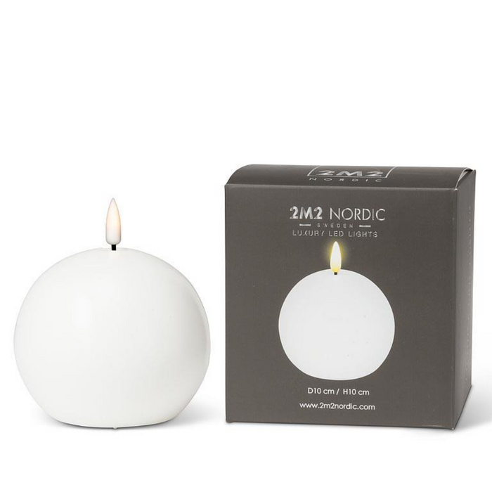 4" White LED Flameless Ball Candle