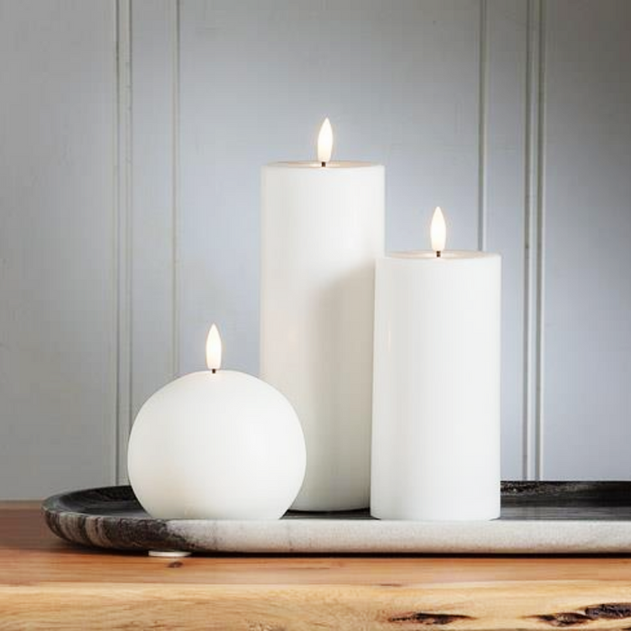 4" White LED Flameless Ball Candle