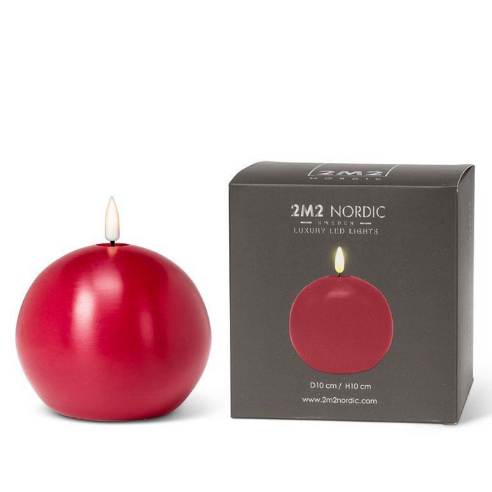 4" Red LED Flameless Ball Candle