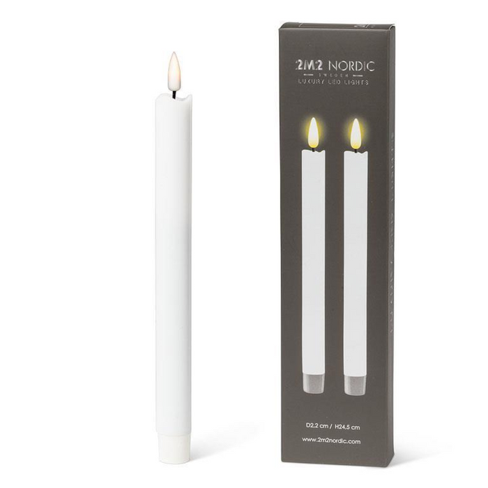 White Luxlite LED Taper Candles (Set of 2)