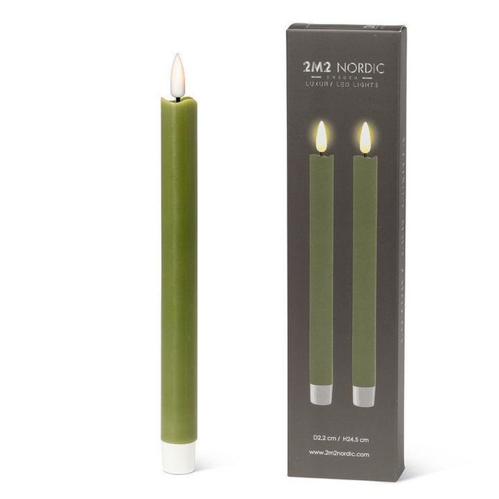 Green Luxlite LED Taper Candles (Set of 2)