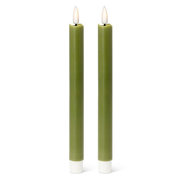 Green Luxlite LED Taper Candles (Set of 2)