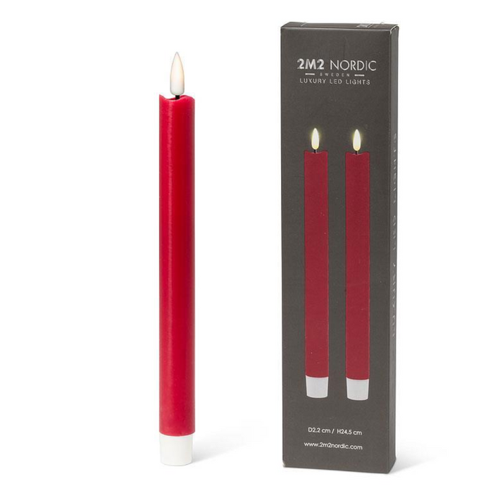 Red Luxlite LED Taper Candles (Set of 2)