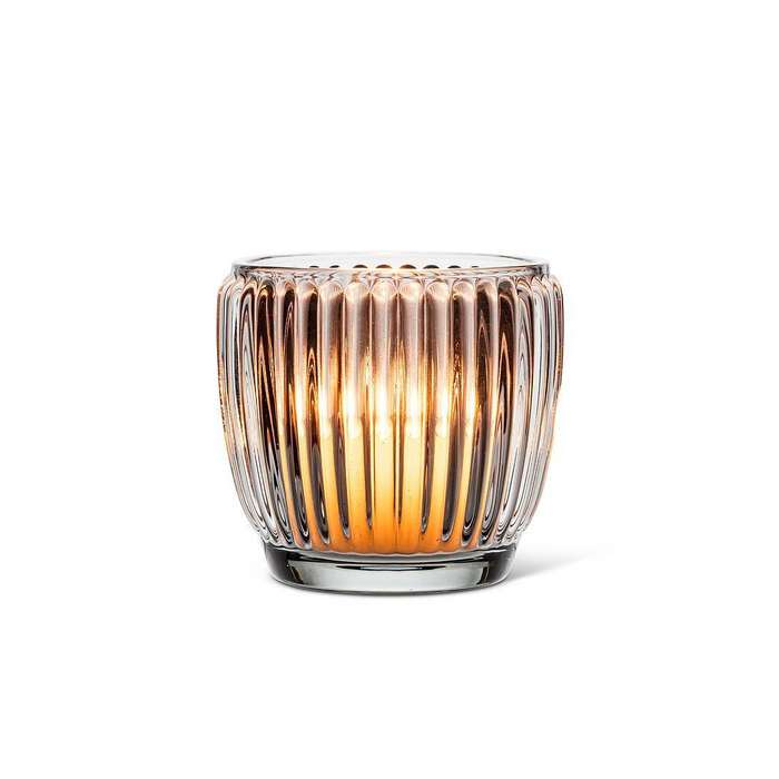 Small 3" Ribbed Votive Candle Holder - Smoke