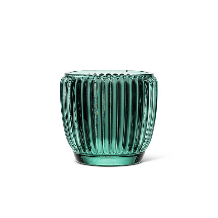 Small 3" Ribbed Votive Candle Holder - Green