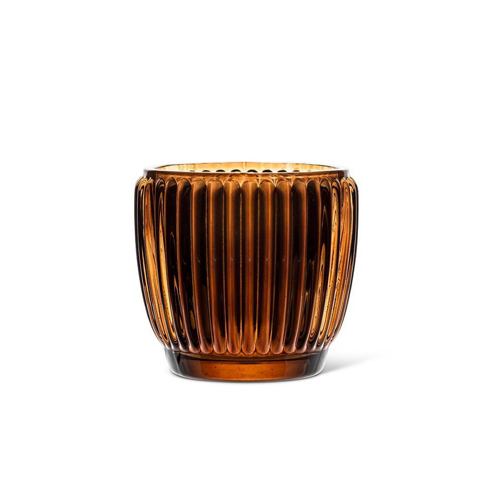 Small 3" Ribbed Votive Candle Holder - Brown