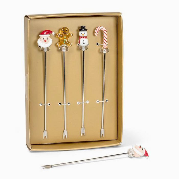 4.5" Holiday Icon Cocktail Picks - Set of 4