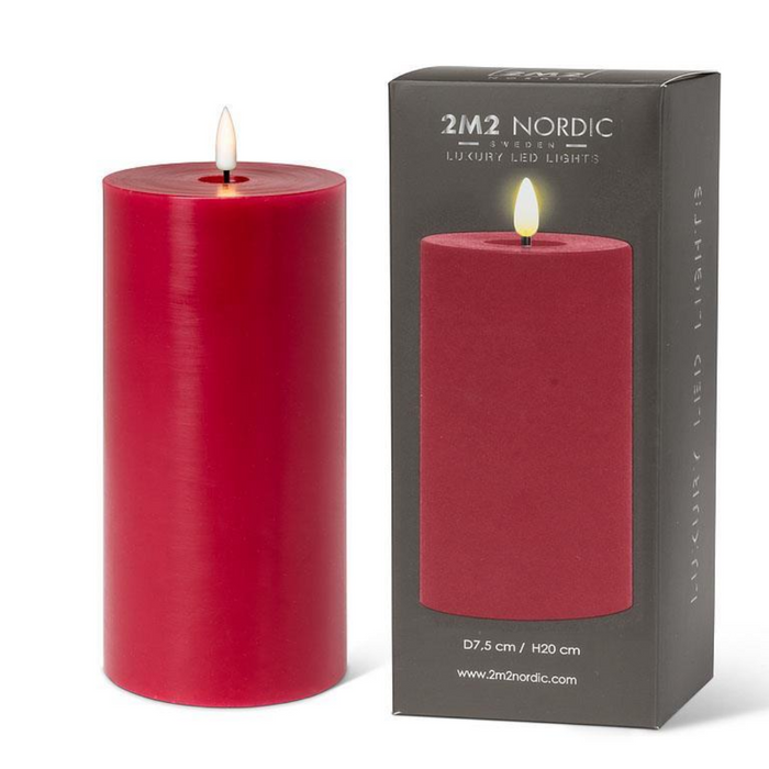 Red LED Flameless Pillar Candle - 4x8 Inch