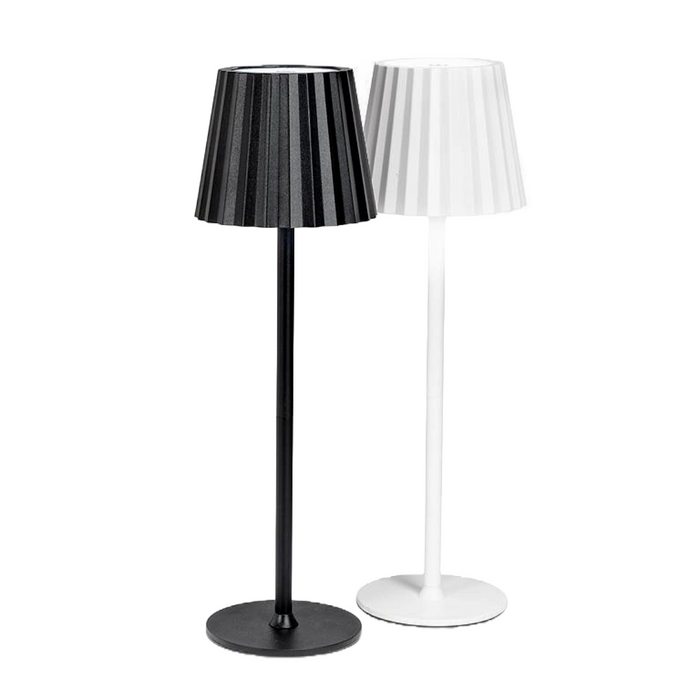 LED Table Light With Fluted Shade - Black