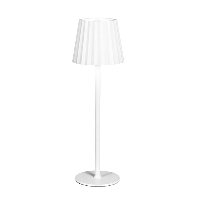 LED Table Light With Fluted Shade - White