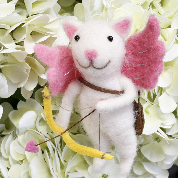 Cupid Cat With Bow & Arrow Felt Ornament