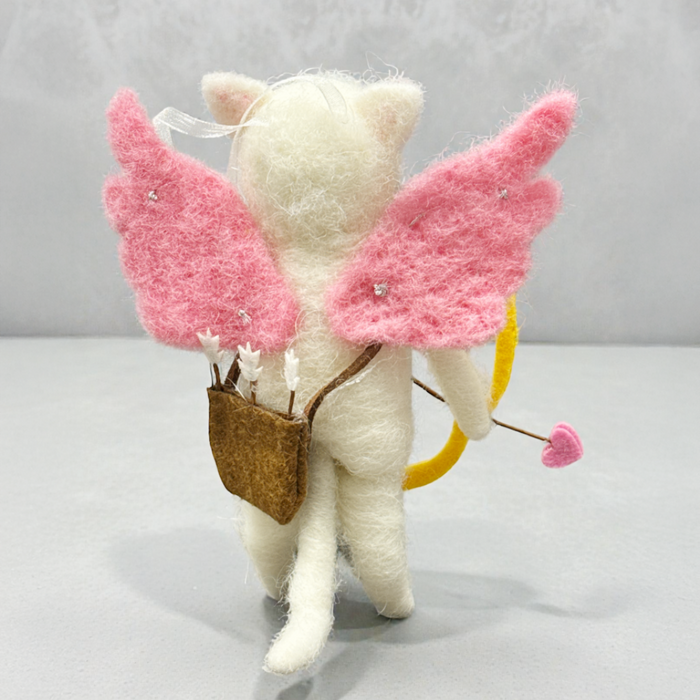 Cupid Cat With Bow & Arrow Felt Ornament