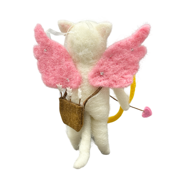Cupid Cat With Bow & Arrow Felt Ornament